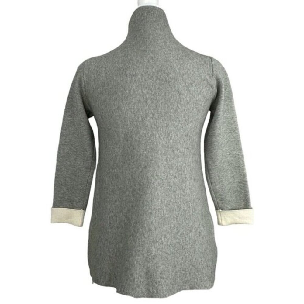 Tahari Womens Gray Mock Neck Tunic Sweater Side‎ Zip Contrast Cuff XS - Picture 4 of 11
